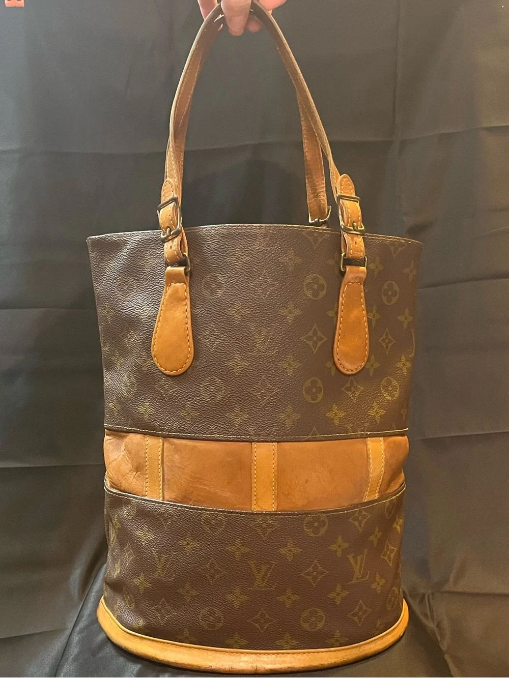 Vintage Louis Vuitton French Company Monogram Bucket Bag GM Shoulder Tote